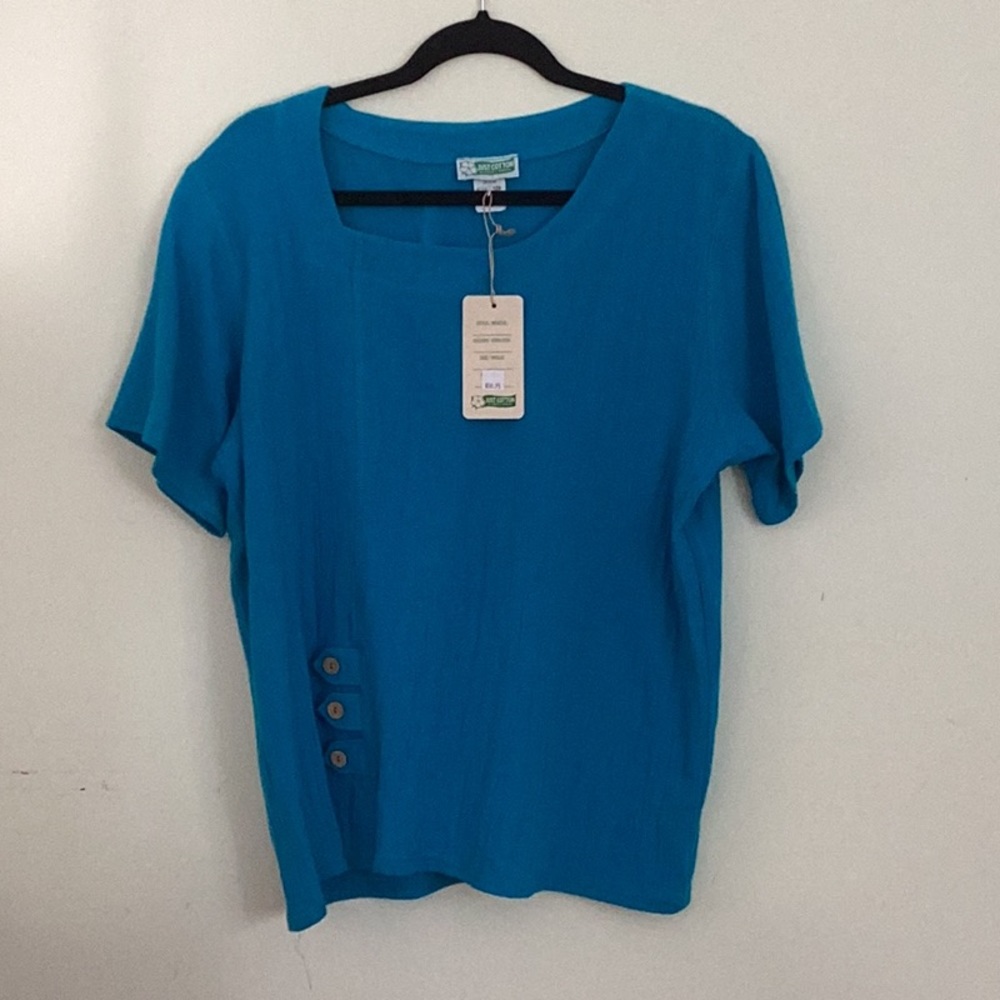 NWT Just Cotton by Pretty Woman large-XL, 22” pit to pit.  Blue/teal